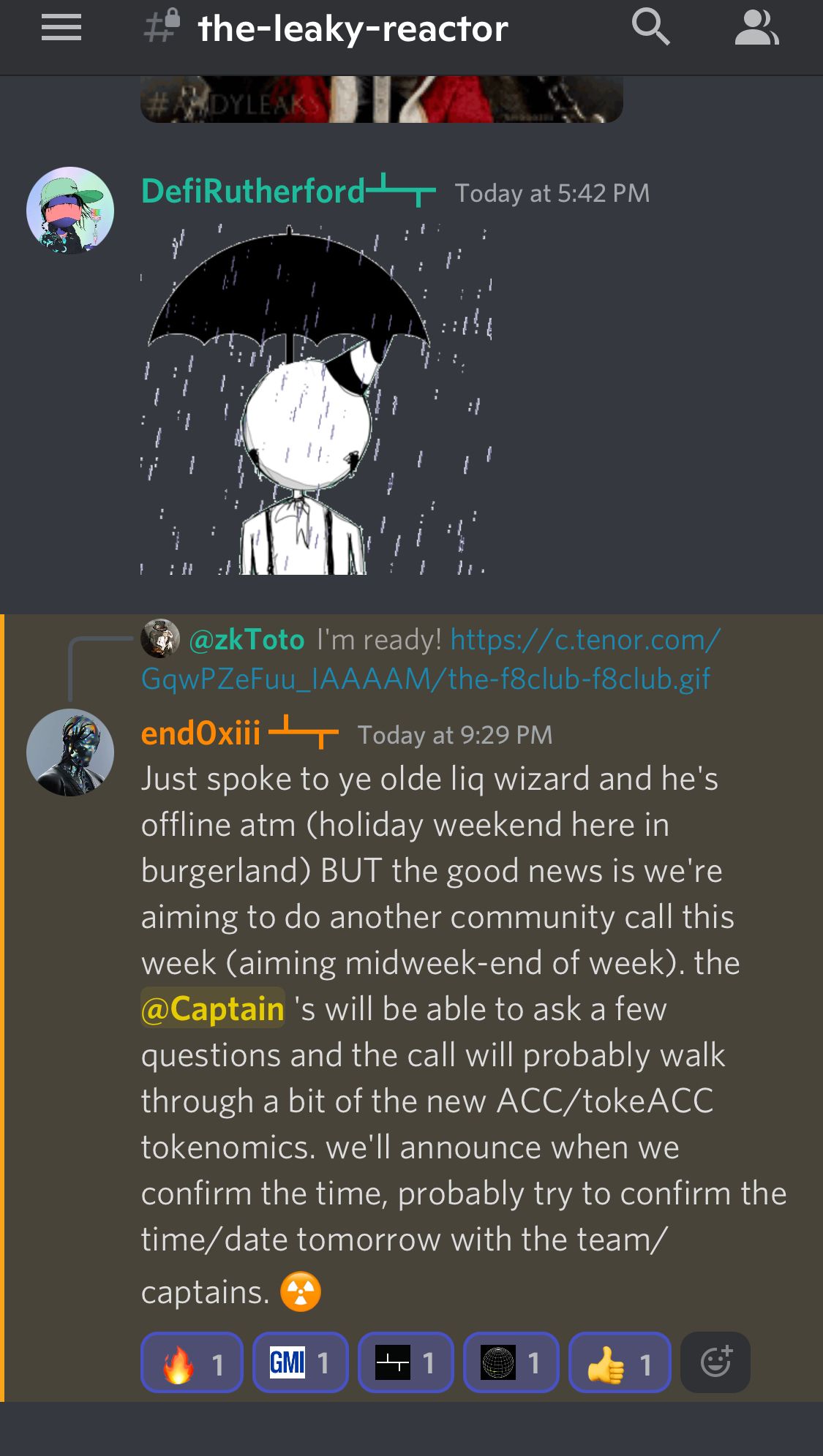 screenshot of a community call announcement from the Tokemak Discord