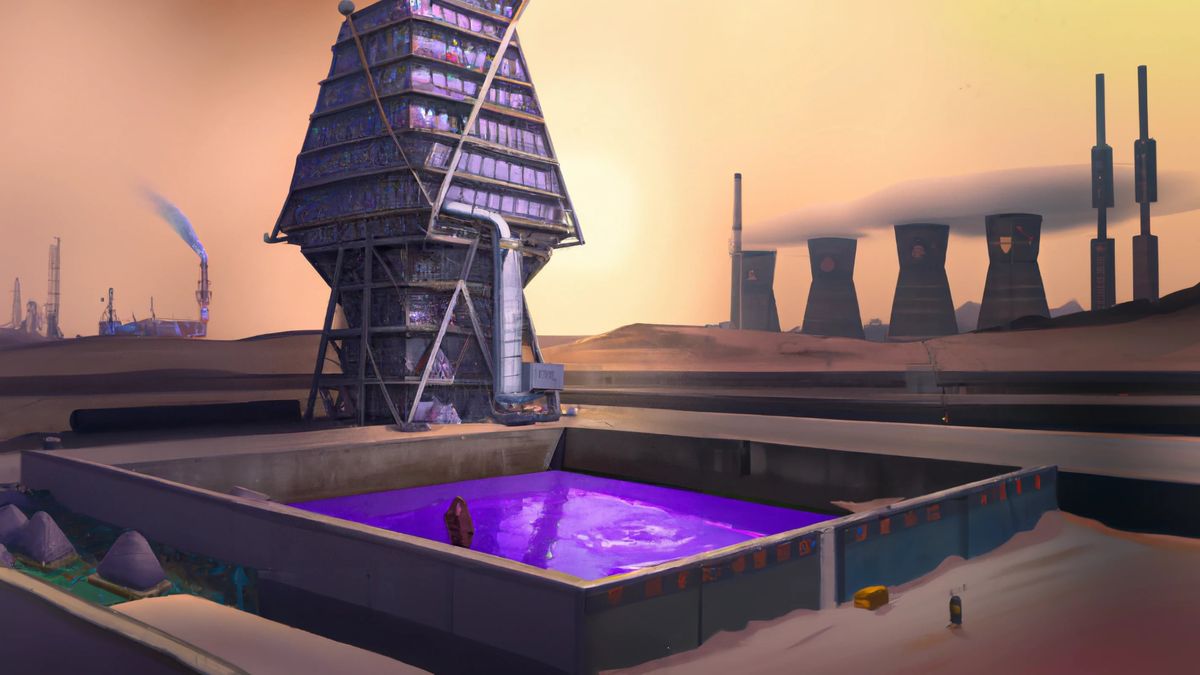 a liquidity pool, with reactors in the background